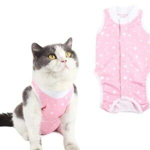 Large Cat small dog Pink Surgical Recovery Suit No more Cones Breathable